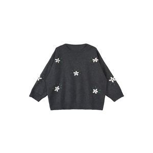 棉花绒 手工刺绣仙气套头毛衣清新 安妮森林大码女装2024早秋新款