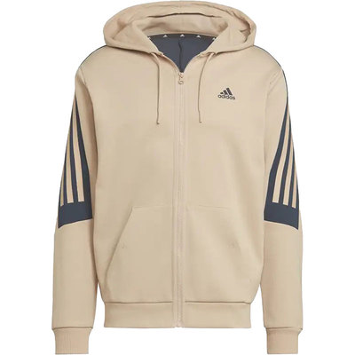 阿迪训练男针织透气连帽服外套