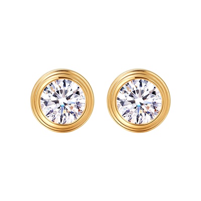 medal玫瑰金仿真简约风钻石耳钉