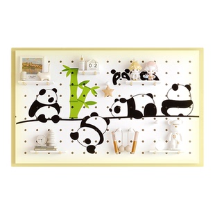 定制实木洞洞板卡通图案定制彩绘实木墙上置物架入户玄关展示收纳