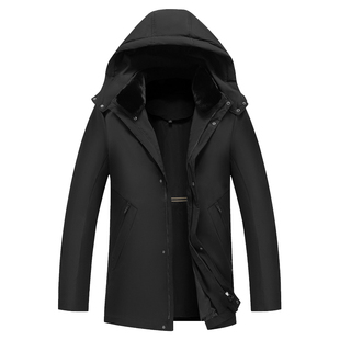 中老年羽绒服中长款男士冬季新款毛领爸爸爷爷装老人加厚外套特价