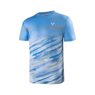 新款victor胜利羽毛球服男款女装短袖运动服速干透气T恤比赛训练