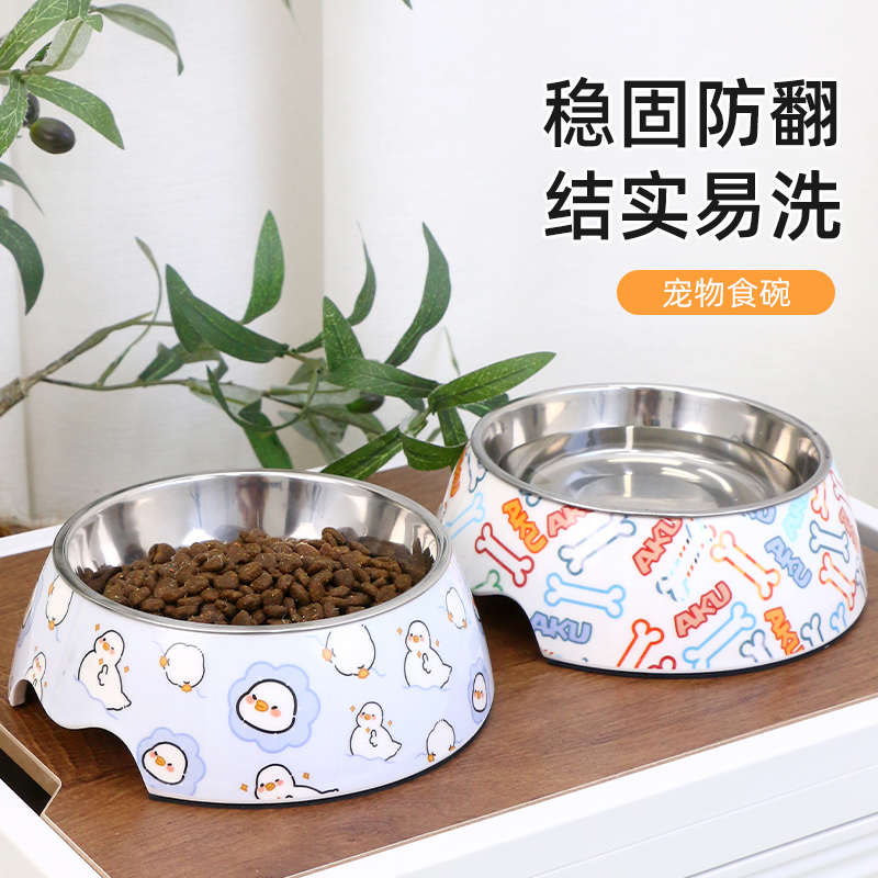 宠物狗碗食盆狗盆不锈钢防打翻小型犬专用中型犬柯基泰迪狗狗饭盆