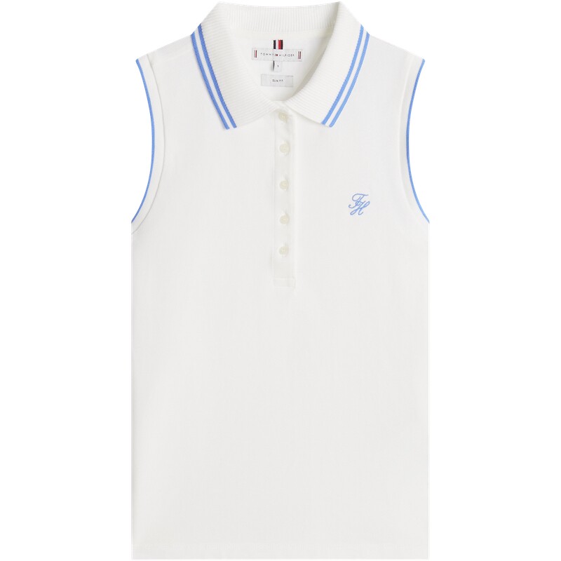 Tommy女装刺绣镶边修身无袖POLO