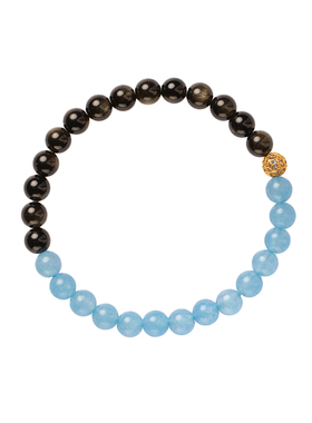 蓝玉髓手串天然黑曜石手链