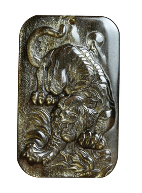 黑金曜石虎啸山林吊坠