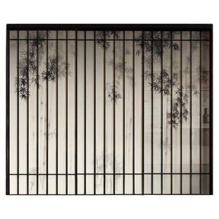 百格门窗法式中古风竹影门玻璃门极简铝合金格栅门室内厨房推拉门