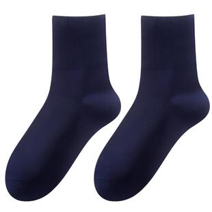 松口袜子男士中筒春秋款纯棉宽口不勒腿中老年10A级抗菌防臭长袜