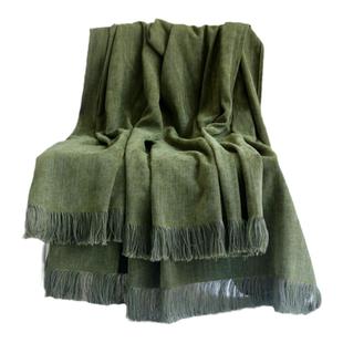 床尾毯墨绿色毯子床旗床尾巾雪尼尔搭毯美式沙发毯高级轻奢盖毯