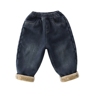 女宝加绒牛仔裤冬季女童加厚裤子洋气新款儿童小女孩冬天长裤时尚