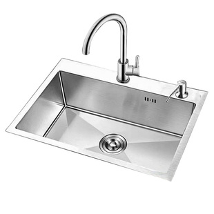 304不锈钢水槽3MM加厚拉丝手工单槽抗污耐用家用厨房洗菜盆