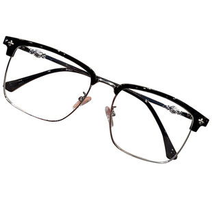 超轻半框斯文眼镜男款近视可配度数痞帅超大框眼睛镜框架大脸显瘦