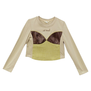 it'real瑞尔春秋季新款休闲复古风撞色短款长袖T恤女