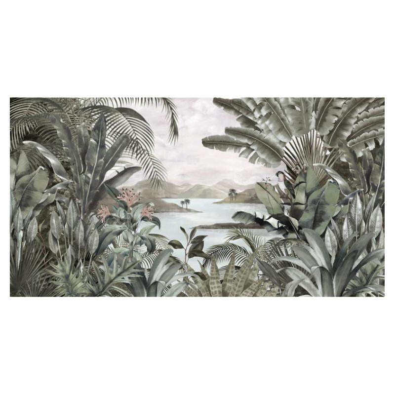 东南亚热带雨林墙纸绿色植物壁画