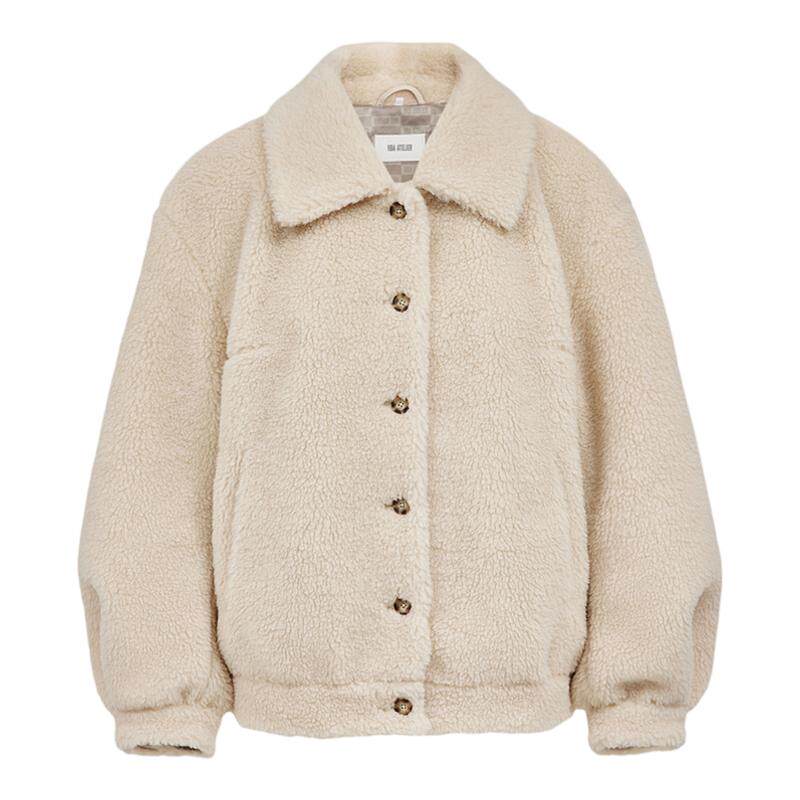 纯色仿羊羔毛夹克棉服女士