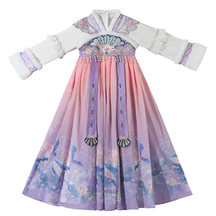 汉服女童2026新款冬装儿童中国风连衣裙古风加绒冬季女孩古装裙子