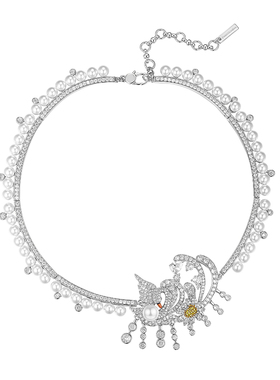 【秀款限定】MOH动物絮语系列水晶羽翎天鹅舞锁骨链珍珠时尚项链