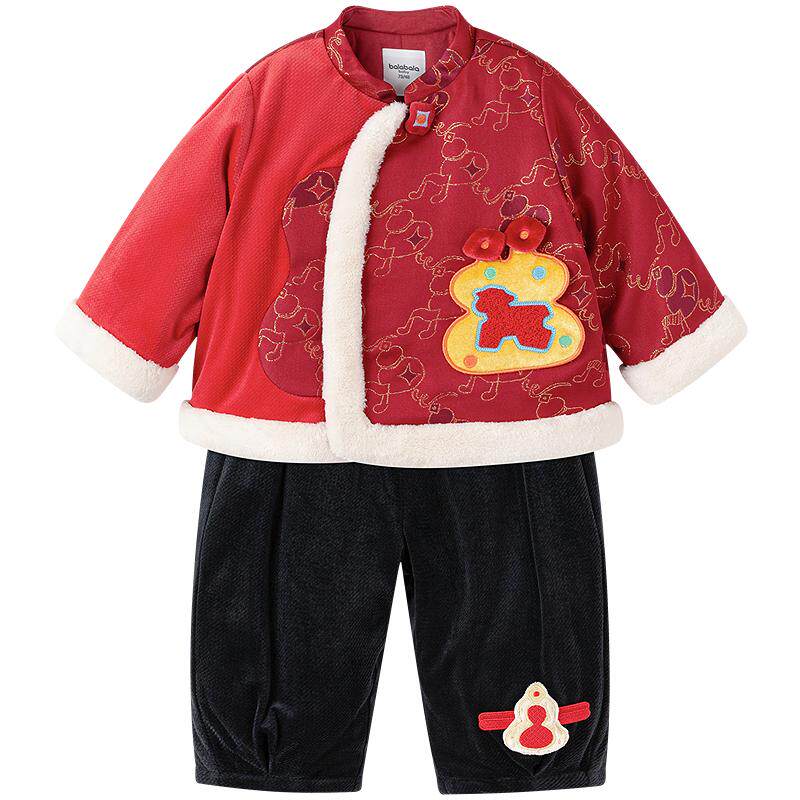 巴拉巴拉宝宝春装拜年服两件套