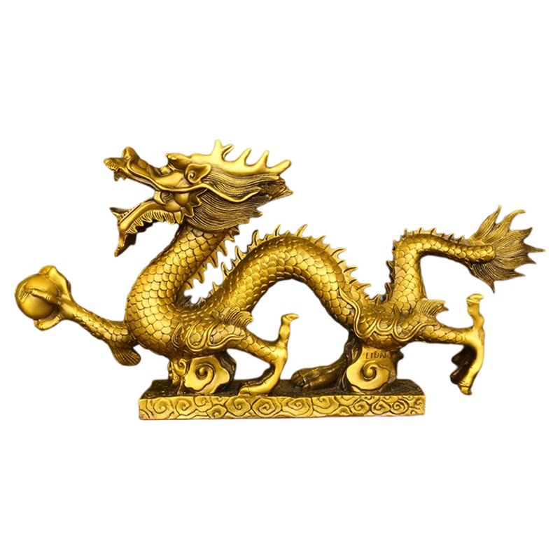 黄铜铜龙金龙摆件纯家居书房办公室装饰品龙摆设四爪五爪龙腾四海