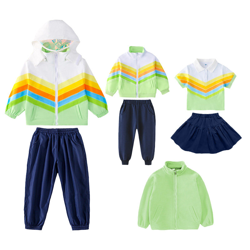 一年级小学生班服春秋装儿童冲锋衣运动会校服幼儿园园服秋冬装绿
