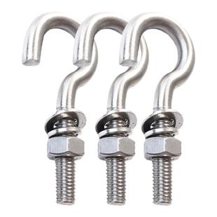 304不锈钢弯钩螺丝M12问号螺丝钩螺栓羊眼钩子M16M8M10M6挂钩螺母