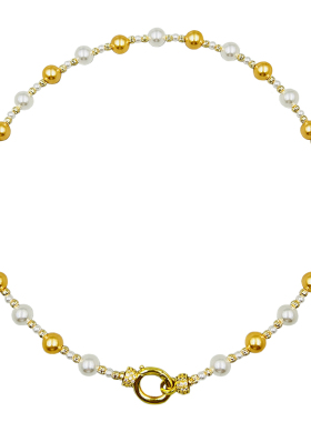 高级感正圆珍珠项链时尚轻奢混彩