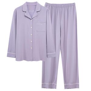 睡衣秋季女款2024年新款高级感春秋款情侣纯色棉质家居服套装男士