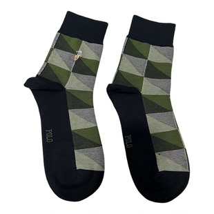 POLO男袜秋冬纯棉格子无骨防臭商务休闲中长筒棉袜爸爸袜子9243