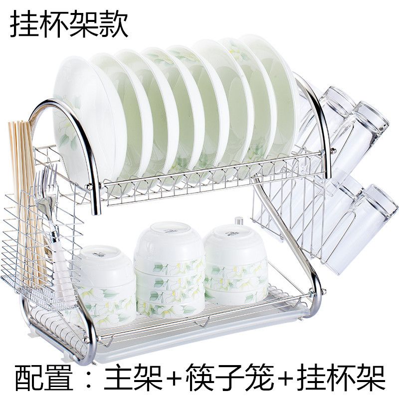厨房置物架碗碟架沥水碗家用双层厂家架碗碟架厨房用品收纳批发
