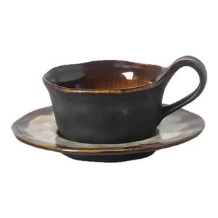 VIANNA丨昭和风·BXCH手作咖啡杯碟中古窑变陶瓷拉花杯子下午茶杯