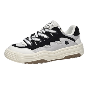 LOTTO乐途男低帮板鞋厚底面包鞋子2026春秋季新款网面休闲运动鞋