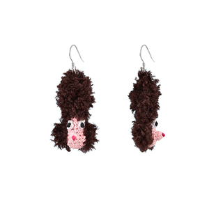 小黄香蕉手钩狗狗耳环女浮夸风耳夹独特稀奇古怪夸张无耳洞饰品