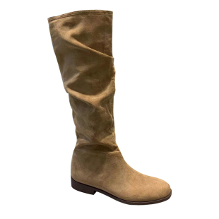 2024冬季新款90380137不过膝堆堆靴子复古绒面西部牛仔高筒女长靴