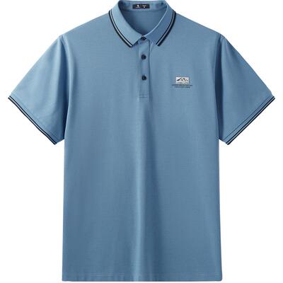 骆驼男装桑蚕丝polo衫男短袖透气T恤2025春夏新款商务翻领体恤男