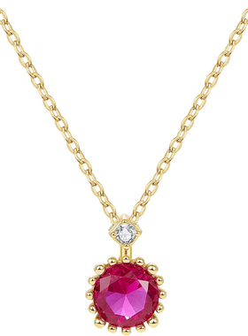 mck简约红色吊坠项链女款925银