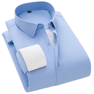 保暖衬衫男长袖冬季羊毛内胆商务正装高档职业装寸衫男士加绒衬衣