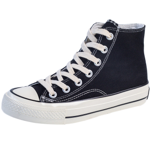 专业定制一体隐形内增高帆布鞋女高帮运动休闲球鞋6厘米坡跟板鞋