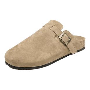 勃肯鞋男款冬季加绒棉鞋外穿防滑一脚蹬软木包头拖鞋户外沙滩凉鞋