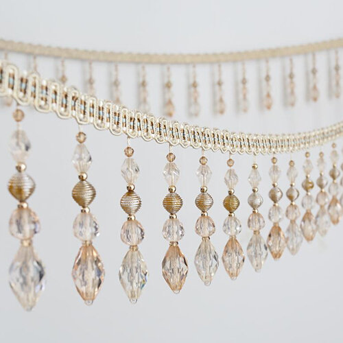 欧式窗帘花边桌布舞台灯床上用品下摆装饰水晶珠子底边吊穗流苏坠