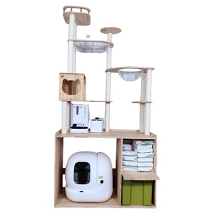 全自动智能猫砂盆厕所MAX2上可放上置物架大型实木猫爬架一体柜屋