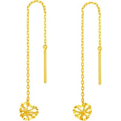 周六福5G黄金耳钉女计价足金爱心耳饰耳线节日礼物黄金品类日系列