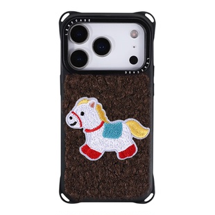 卡通刺绣小马~适用苹果17promax手机壳带挂绳15手腕iphone16四角防摔13手提14带子短款12马年16pro本命年17