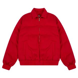 大红色冬季新款男士加厚棉服男潮牌简约情侣保暖百搭面包服棉衣