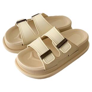 海边防滑度假沙滩凉拖鞋夏季外穿时尚增高厚底百搭休闲双带拖鞋女