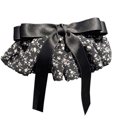 黑色优雅碎花裙摆弹簧夹发夹女显发量多时尚蝴蝶结发卡后脑勺发饰