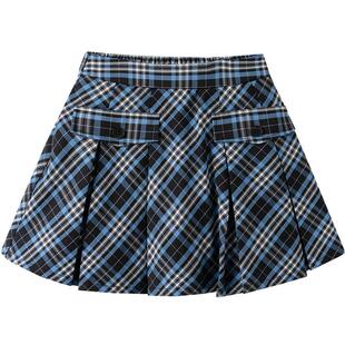 巴拉巴拉女童半身裙春装短裙儿童格纹百褶裙工装风时尚舒适百搭