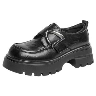 戈美其厚底jk乐福鞋女款2026春季新款英伦风黑色小皮鞋百搭单鞋子