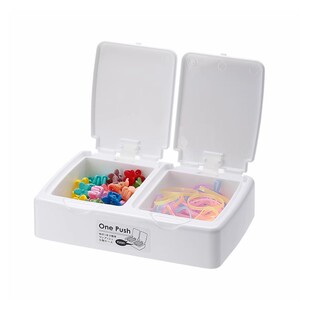 日本进口回形针收纳盒桌面按压式长尾夹曲别针整理带盖防尘储物盒