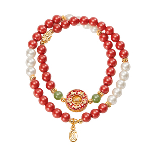 恭王府万福转运朱砂手串和田玉手链博物馆文创生日新婚情人节礼物