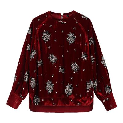 弥蝶新中式国风复古刺绣钉珠衬衫